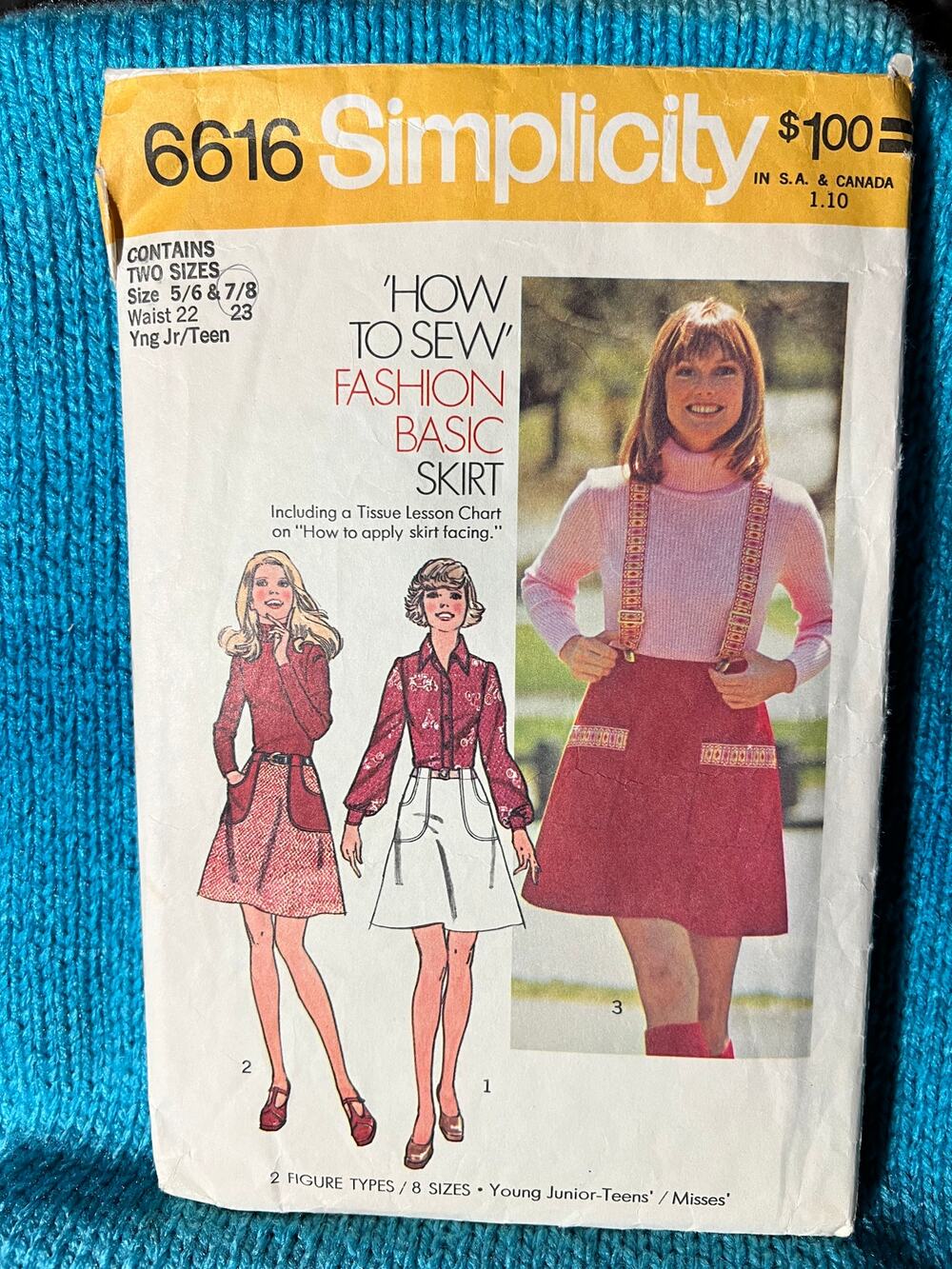 Simplicity 6616 Sewing pattern A line skirt with suspenders size 6 8